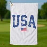 USA  Patriotic American Flag Distressed Golf Towel thumb 1