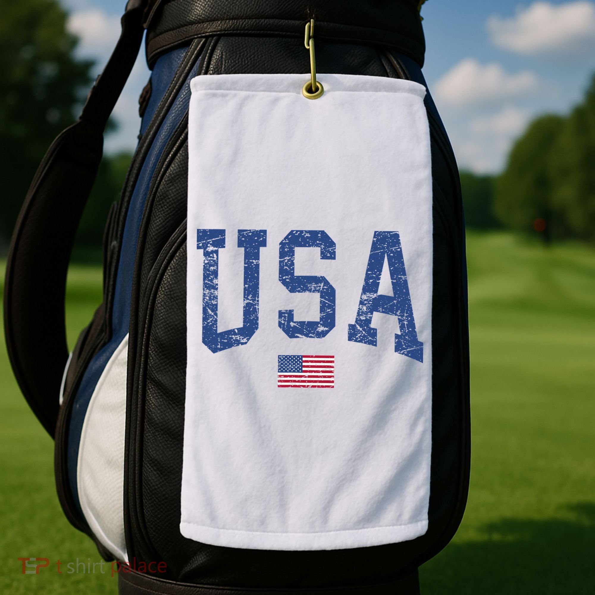 USA  Patriotic American Flag Distressed Golf Towel