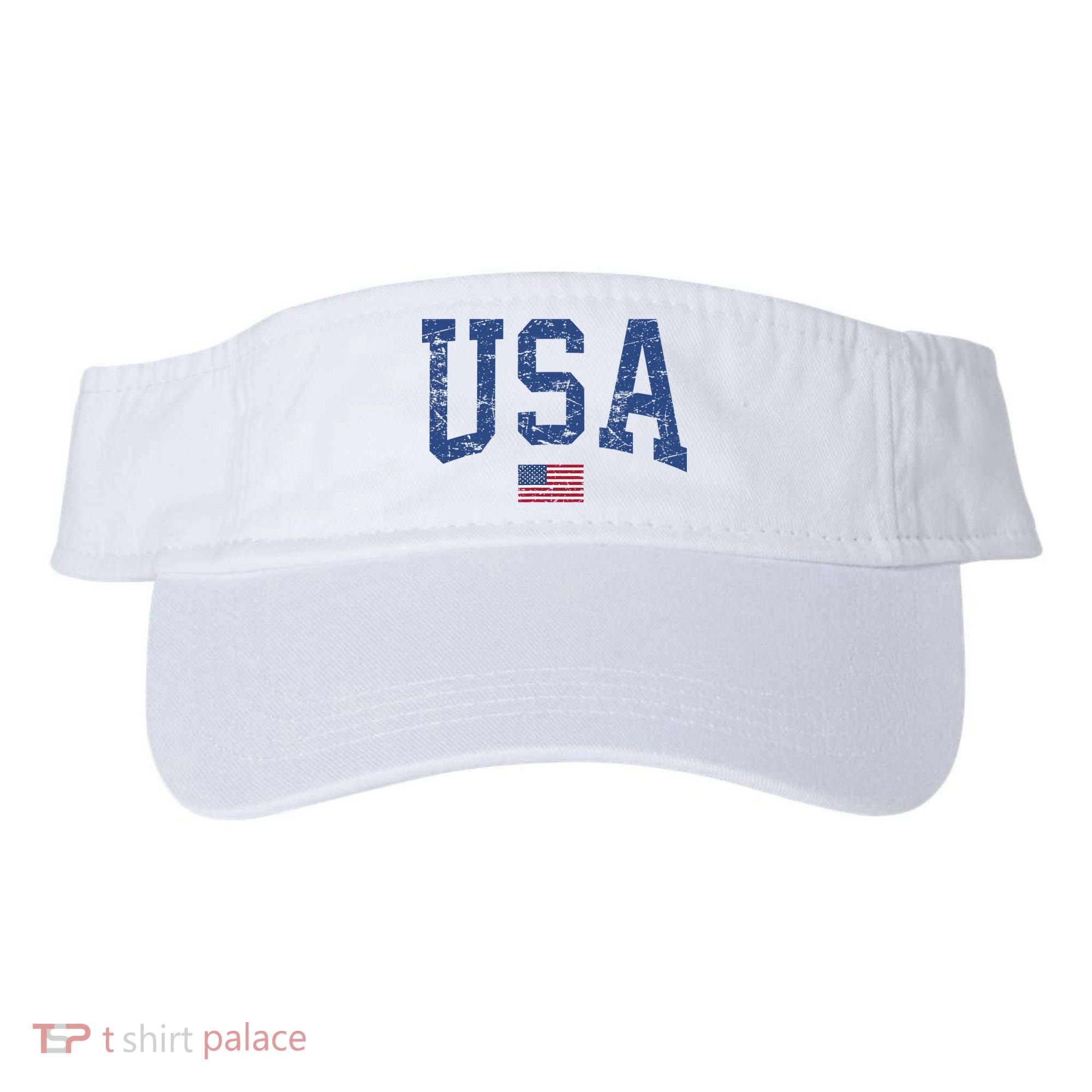 USA  Patriotic American Flag Distressed Visor