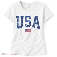 USA  Patriotic American Flag Distressed Women's T-Shirt thumb 0