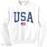 USA  Patriotic American Flag Distressed Kids Sweatshirt thumb 0