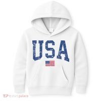 USA  Patriotic American Flag Distressed Kids Hoodie thumb 0