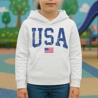 USA  Patriotic American Flag Distressed Kids Hoodie thumb 3