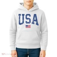 USA  Patriotic American Flag Distressed Kids Hoodie thumb 4