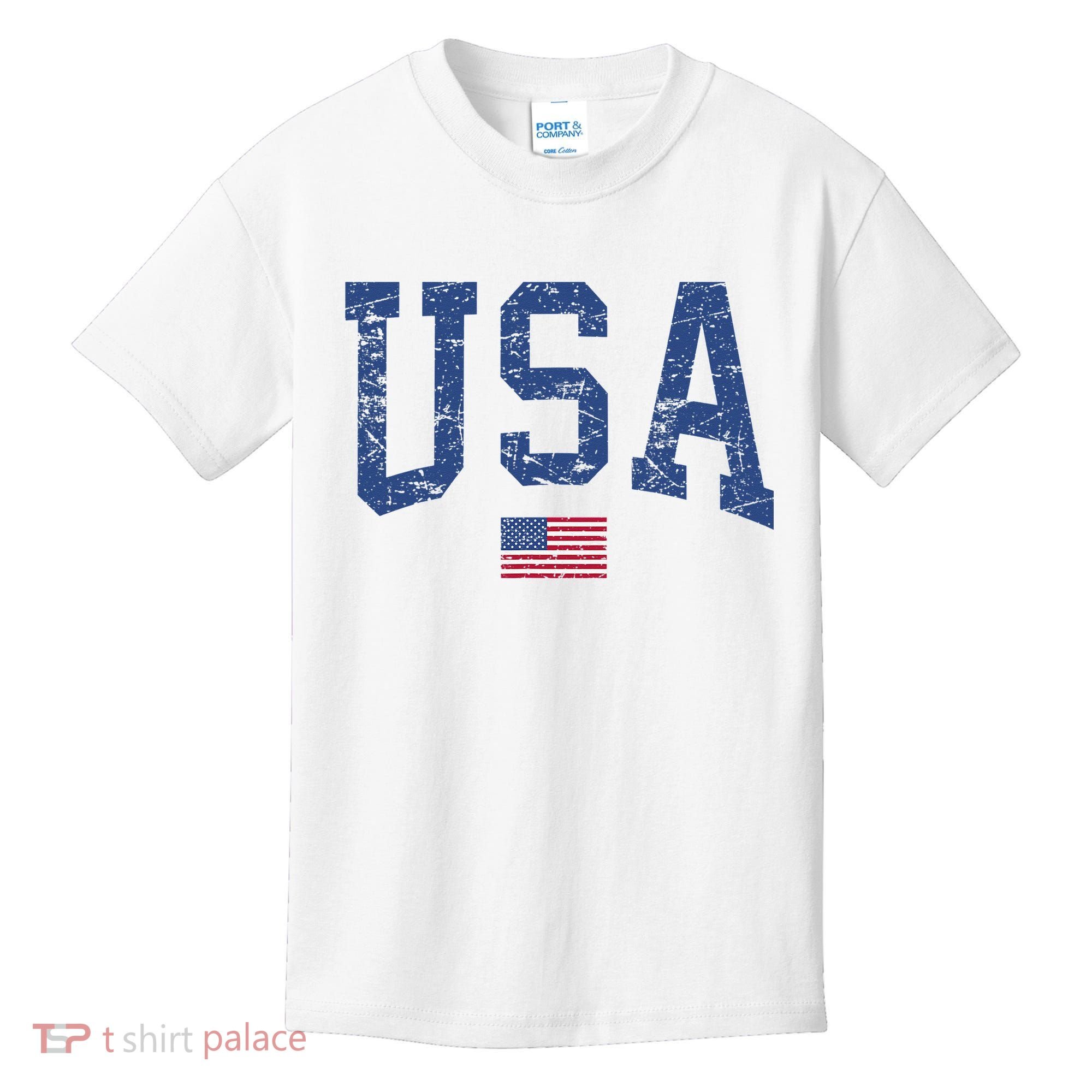 USA  Patriotic American Flag Distressed Kids T-Shirt