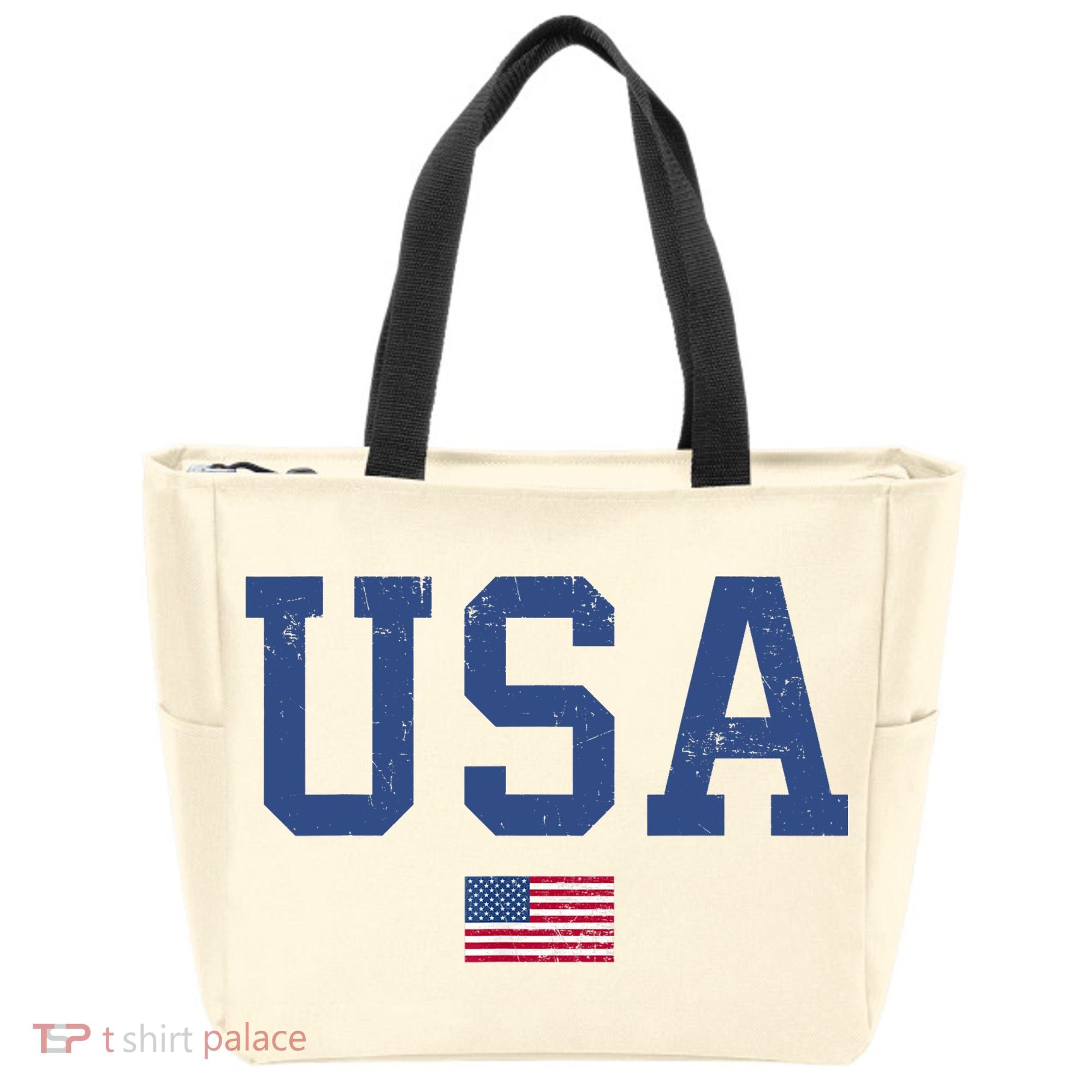 USA Patriotic American Flag Distressed Tote Bag