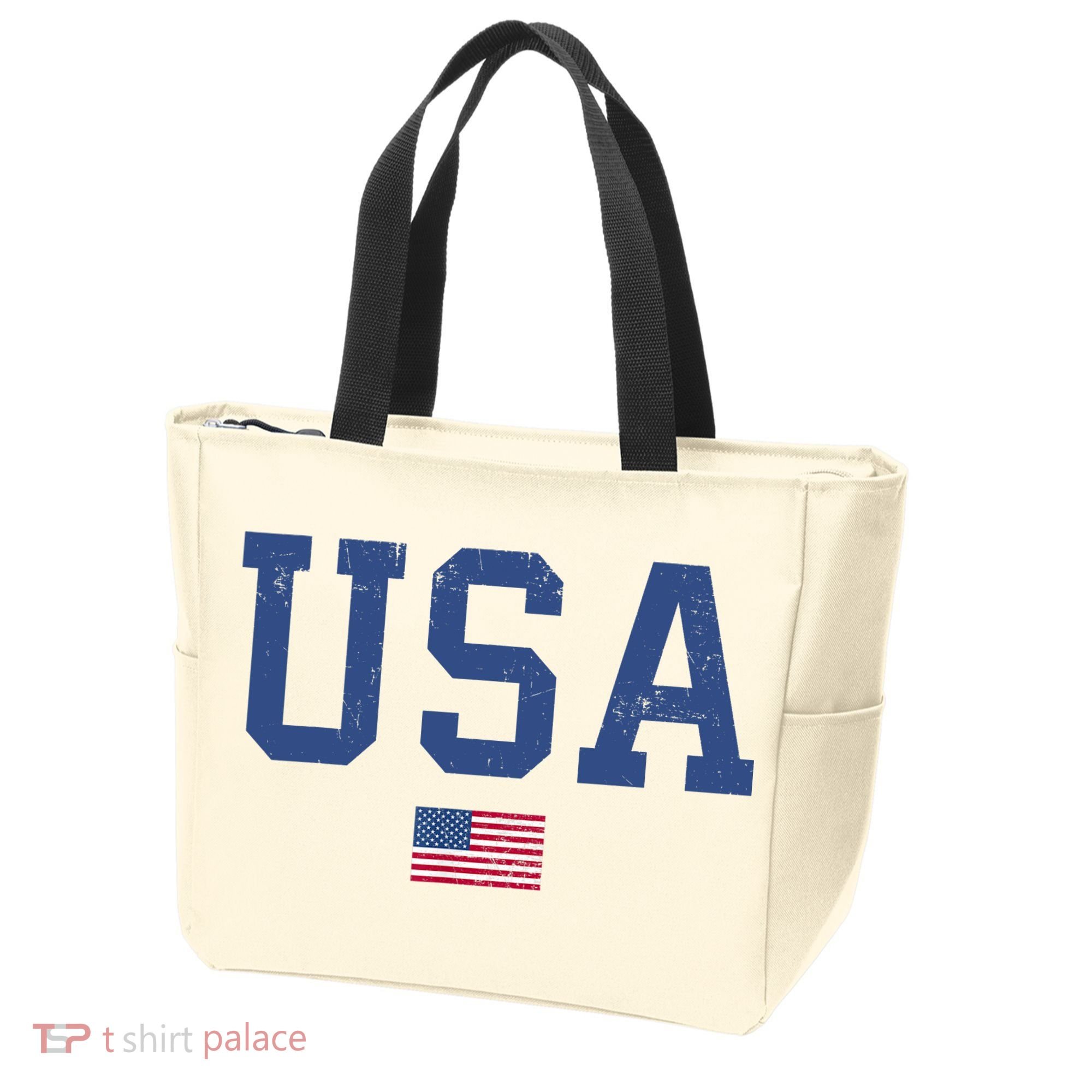 USA Patriotic American Flag Distressed Tote Bag