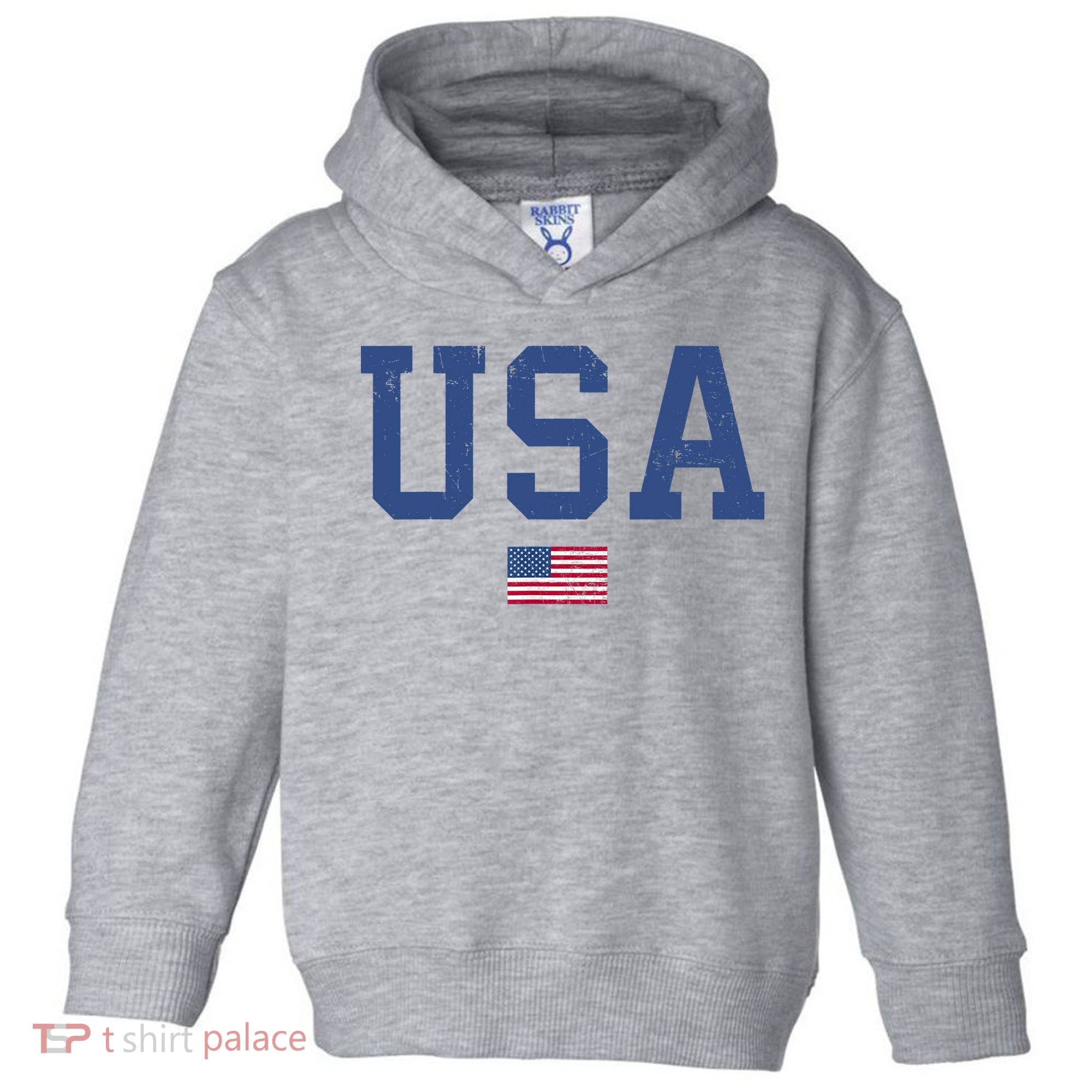 USA Patriotic American Flag Distressed Toddler Hoodie