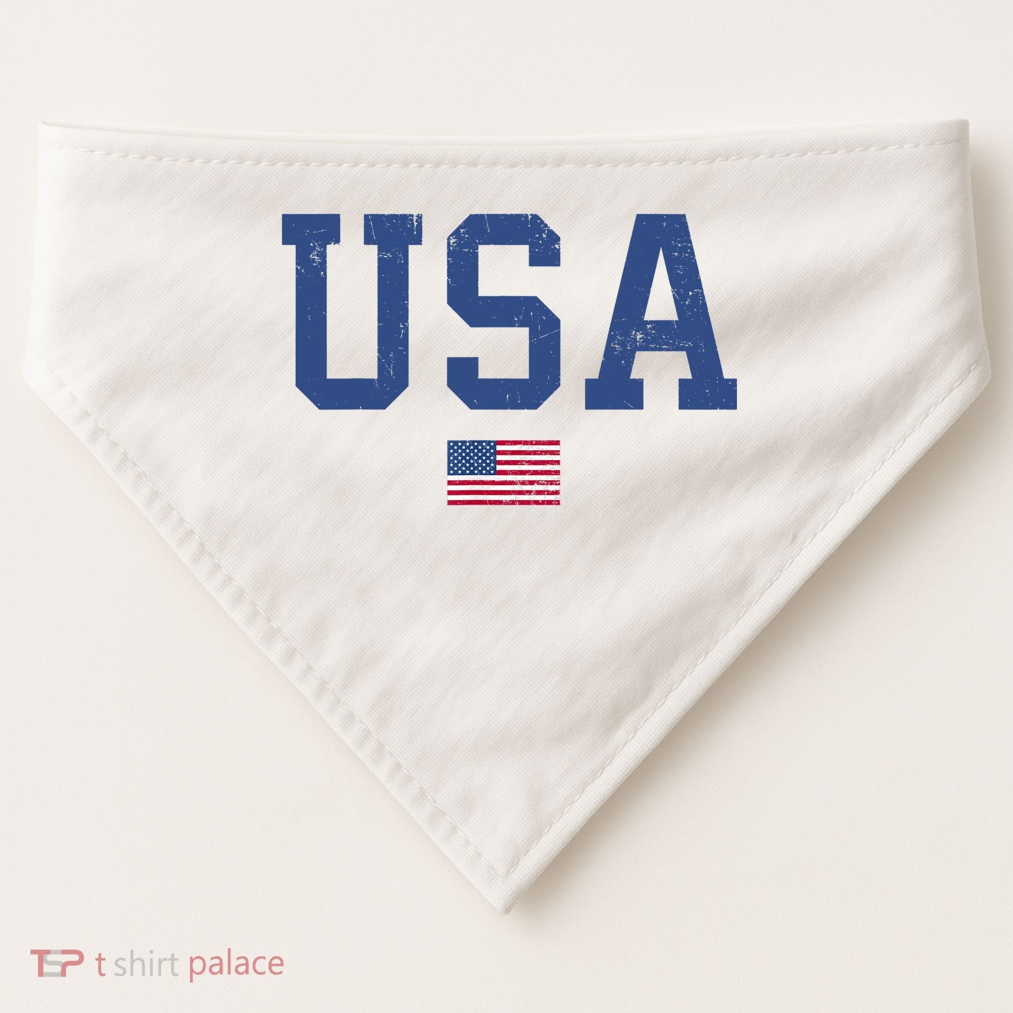 USA Patriotic American Flag Distressed USA-Made Doggie Bandana