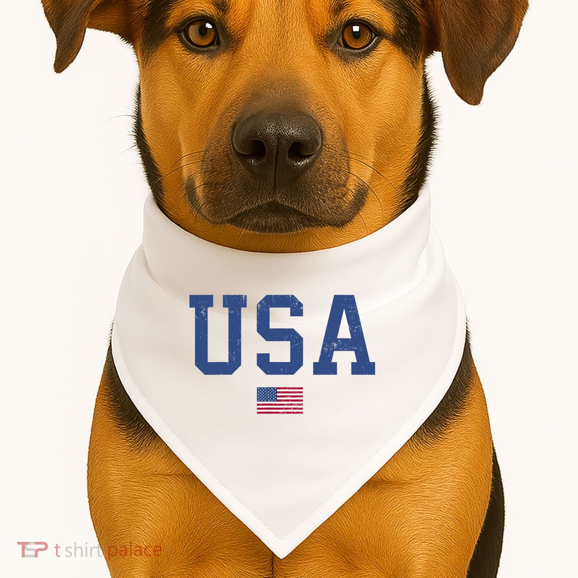 USA Patriotic American Flag Distressed USA-Made Doggie Bandana