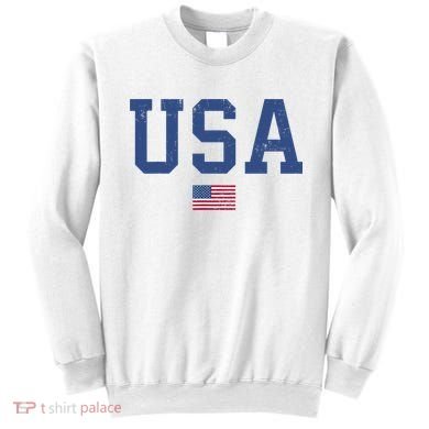 USA Patriotic American Flag Distressed Sweatshirt