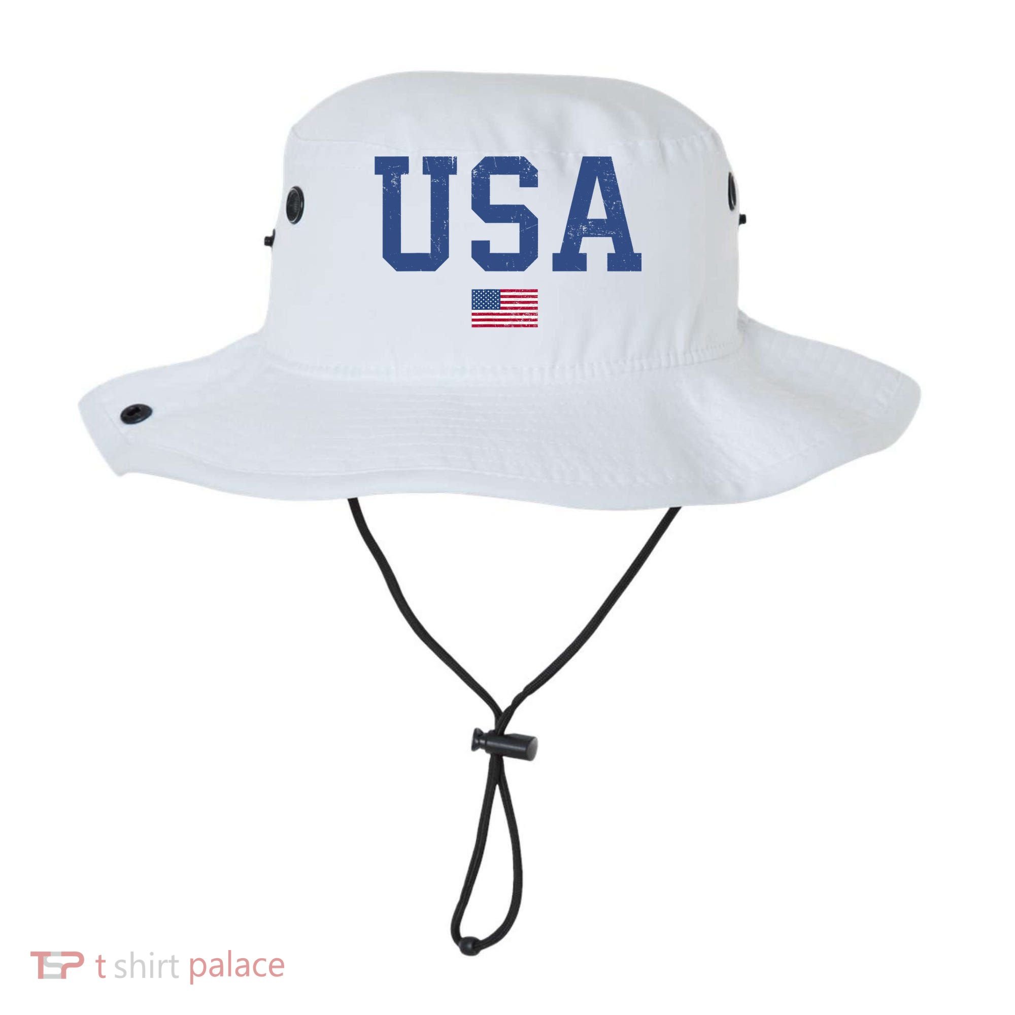 USA Patriotic American Flag Distressed Bucket Hat