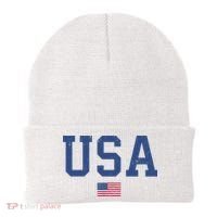 USA Patriotic American Flag Distressed Beanie thumb 0
