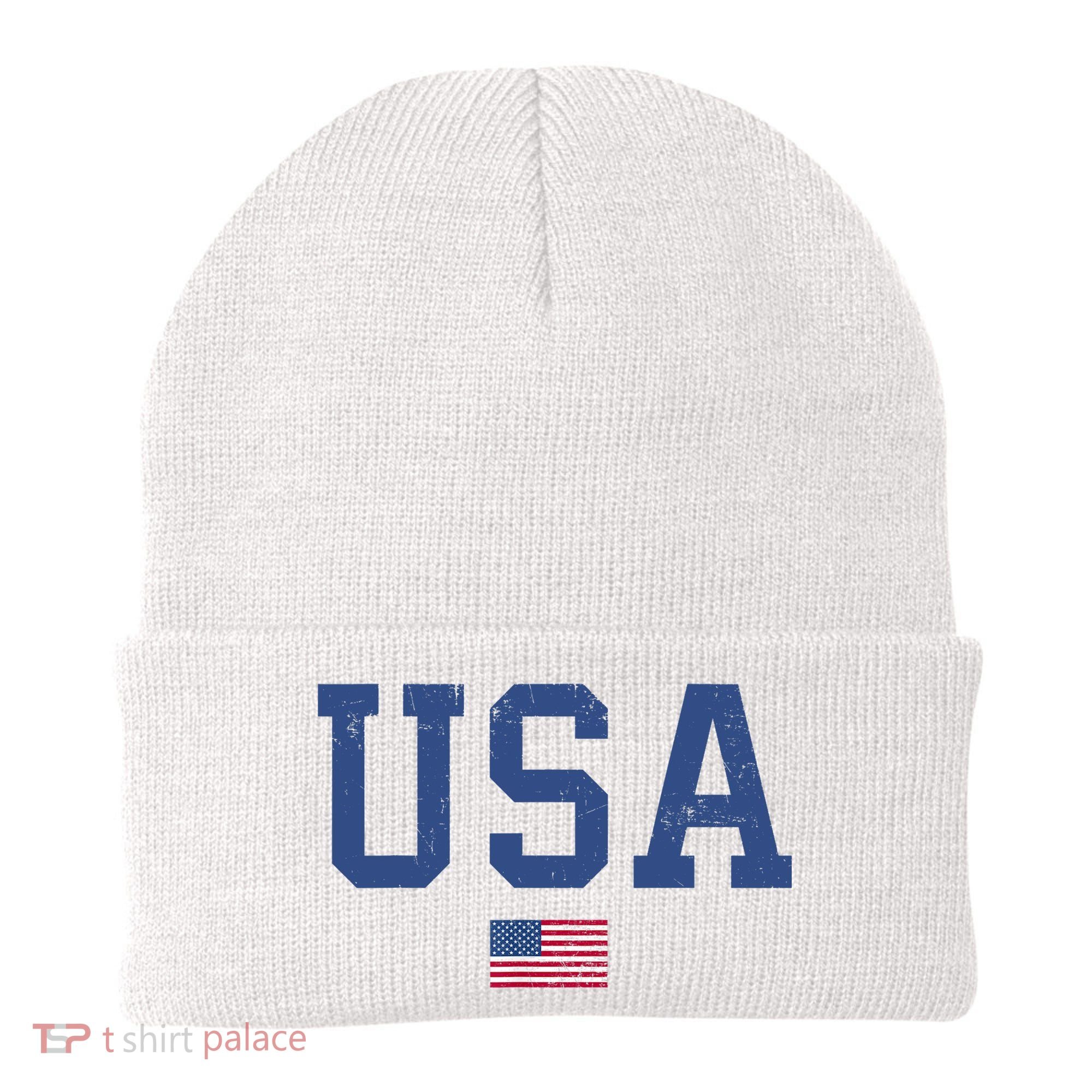 USA Patriotic American Flag Distressed Beanie
