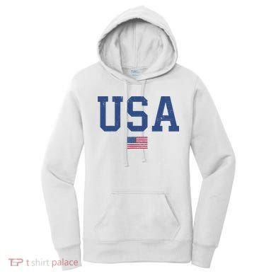 USA Patriotic American Flag Distressed Women's Hoodie