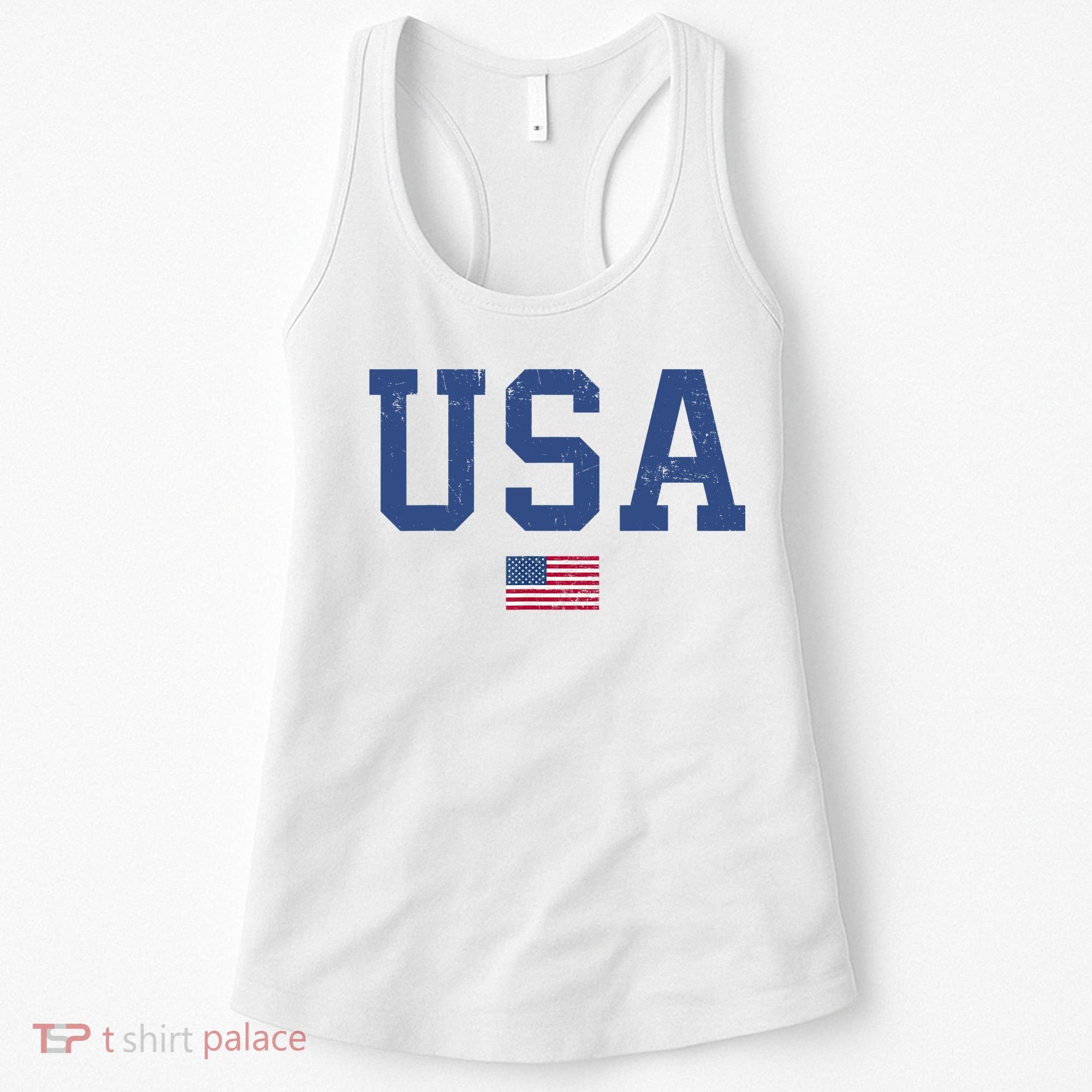 USA Patriotic American Flag Distressed Women's Tank Top