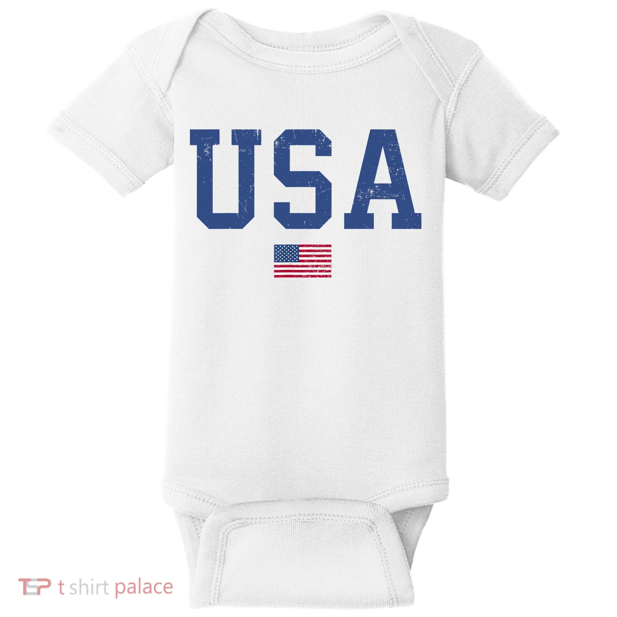 USA Patriotic American Flag Distressed Baby Bodysuit