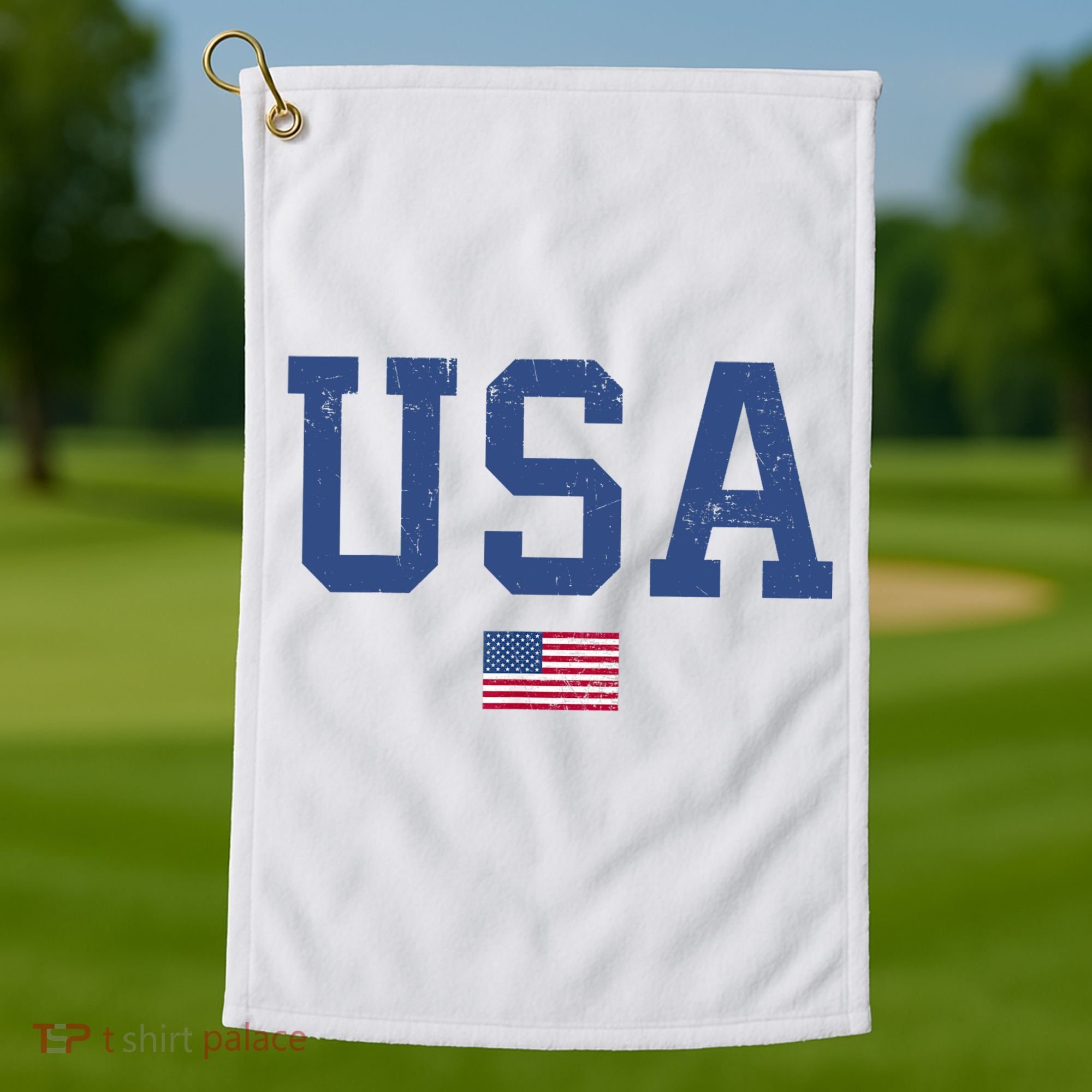 USA Patriotic American Flag Distressed Golf Towel