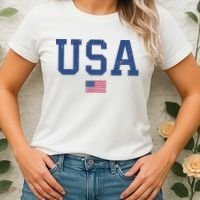USA Patriotic American Flag Distressed Women's T-Shirt thumb 2