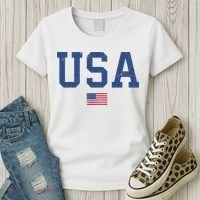 USA Patriotic American Flag Distressed Women's T-Shirt thumb 3