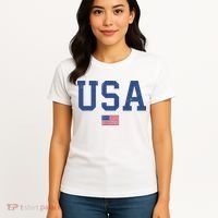 USA Patriotic American Flag Distressed Women's T-Shirt thumb 4