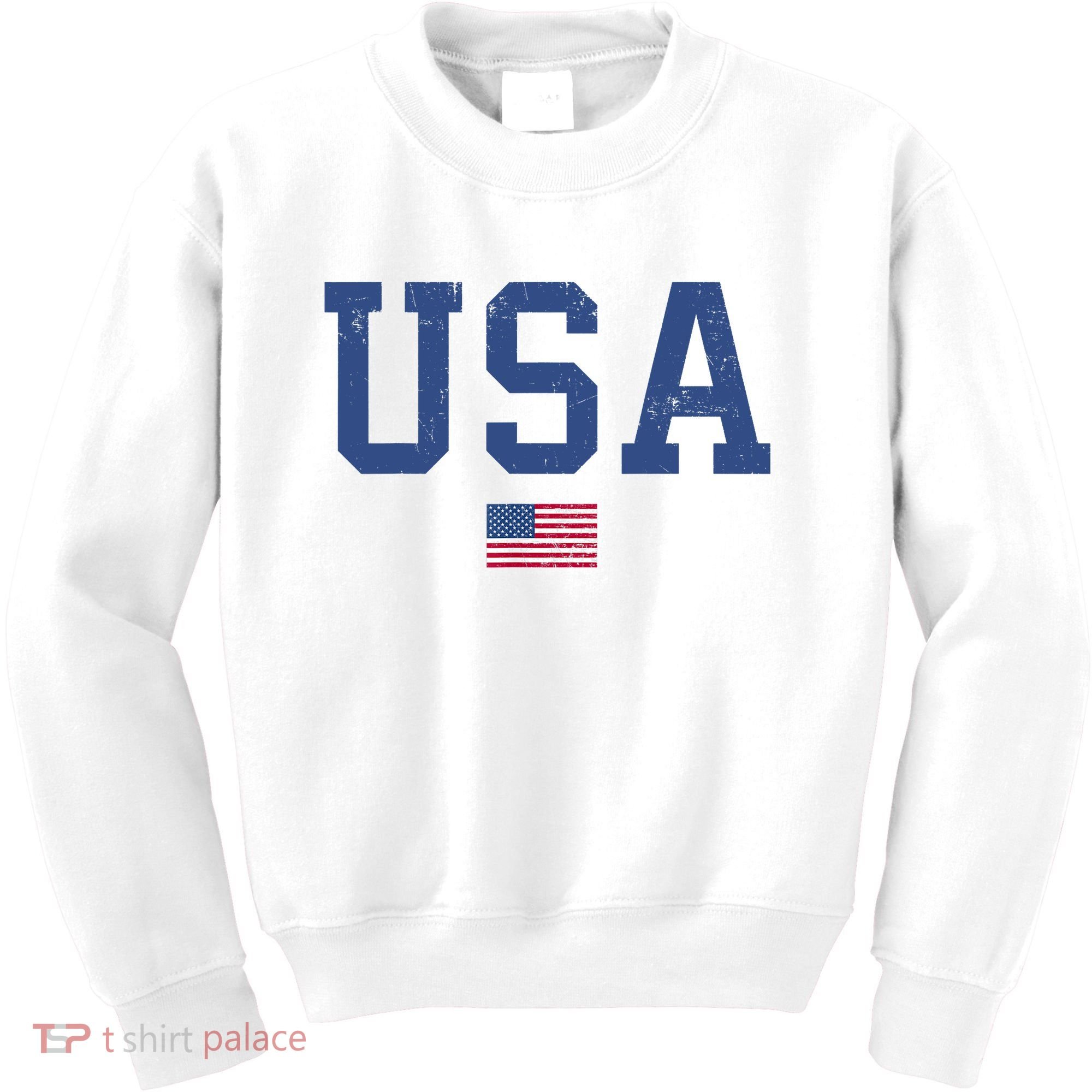 USA Patriotic American Flag Distressed Kids Sweatshirt