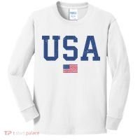 USA Patriotic American Flag Distressed Kids Long Sleeve Shirt thumb 0