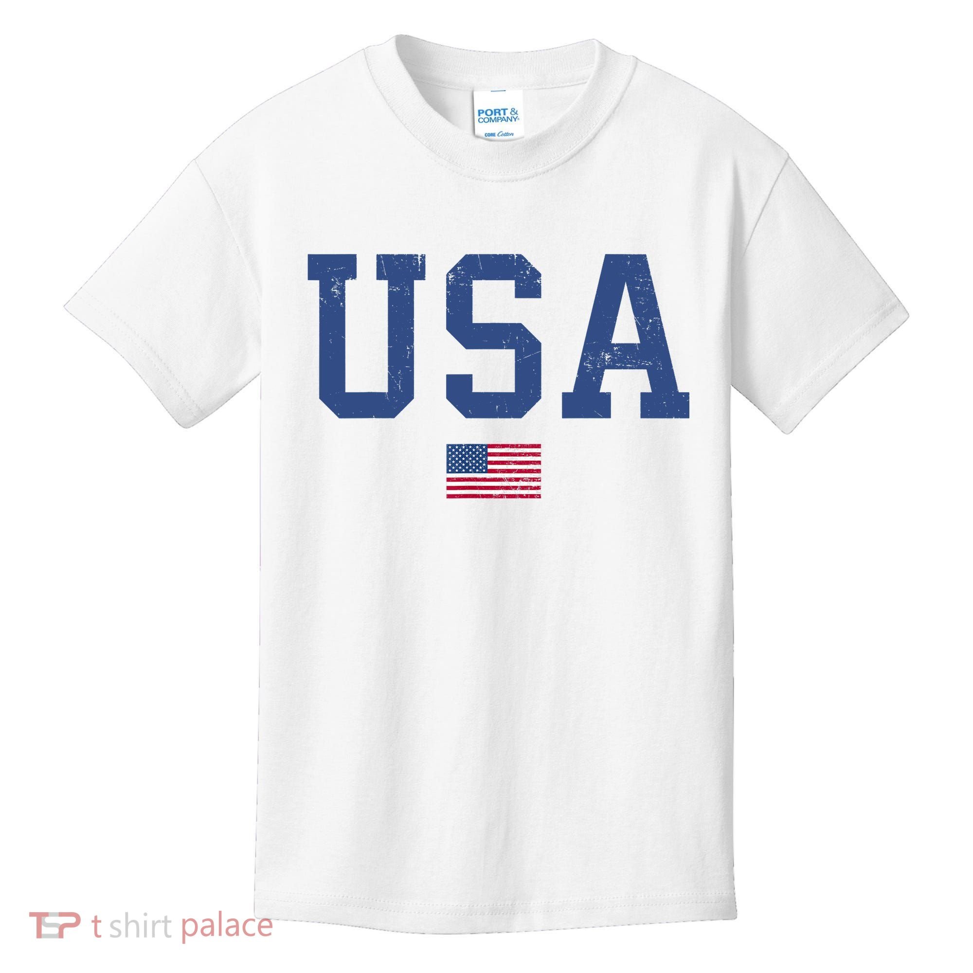 USA Patriotic American Flag Distressed Kids T-Shirt