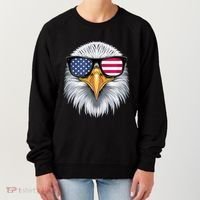 Usa Patriotic American Flag Bald Eagle Sunglasses July 4th Women's Sweatshirt thumb 0