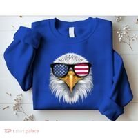 Usa Patriotic American Flag Bald Eagle Sunglasses July 4th Sweatshirt thumb 2