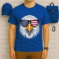 Usa Patriotic American Flag Bald Eagle Sunglasses July 4th T-Shirt thumb 6