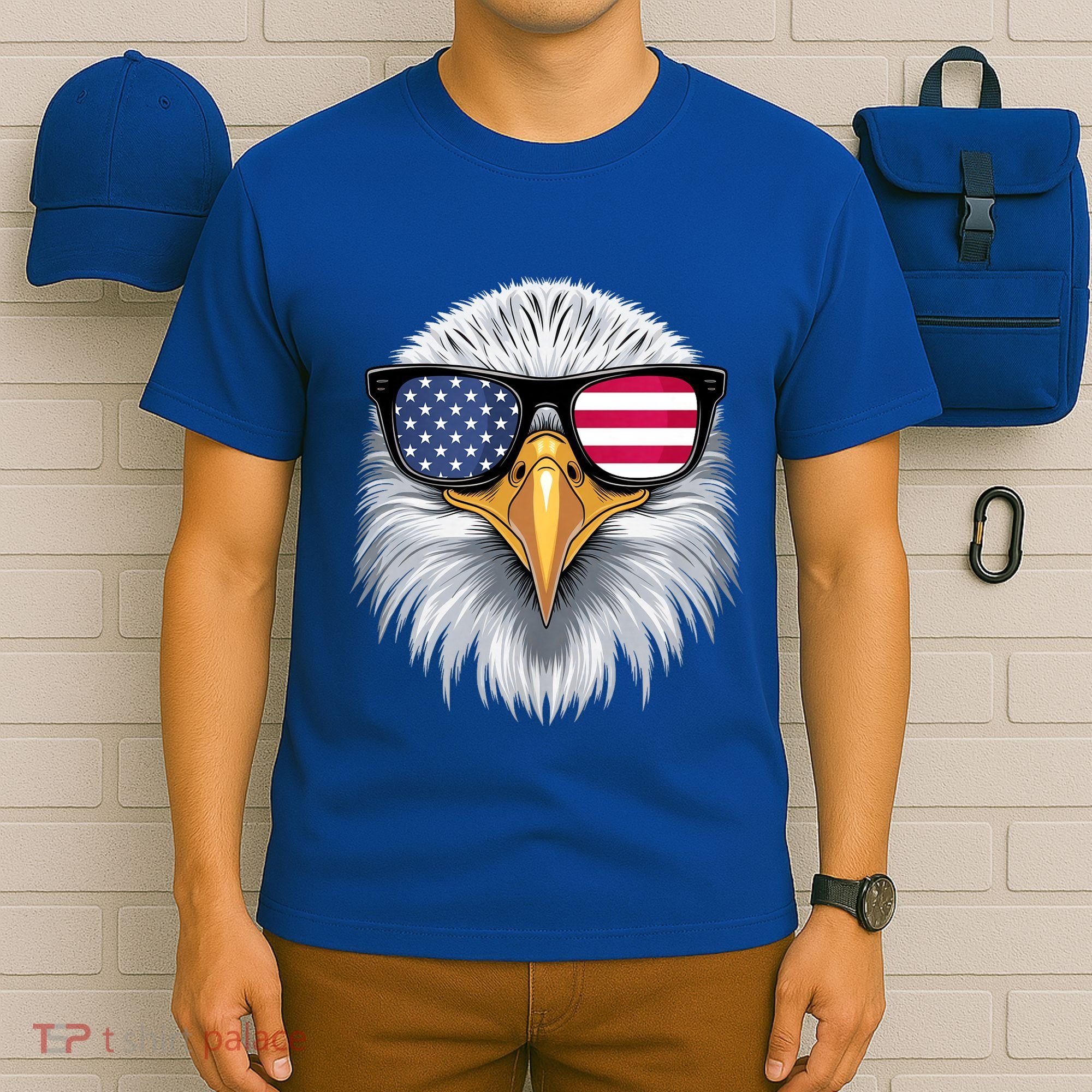 Usa Patriotic American Flag Bald Eagle Sunglasses July 4th T-Shirt