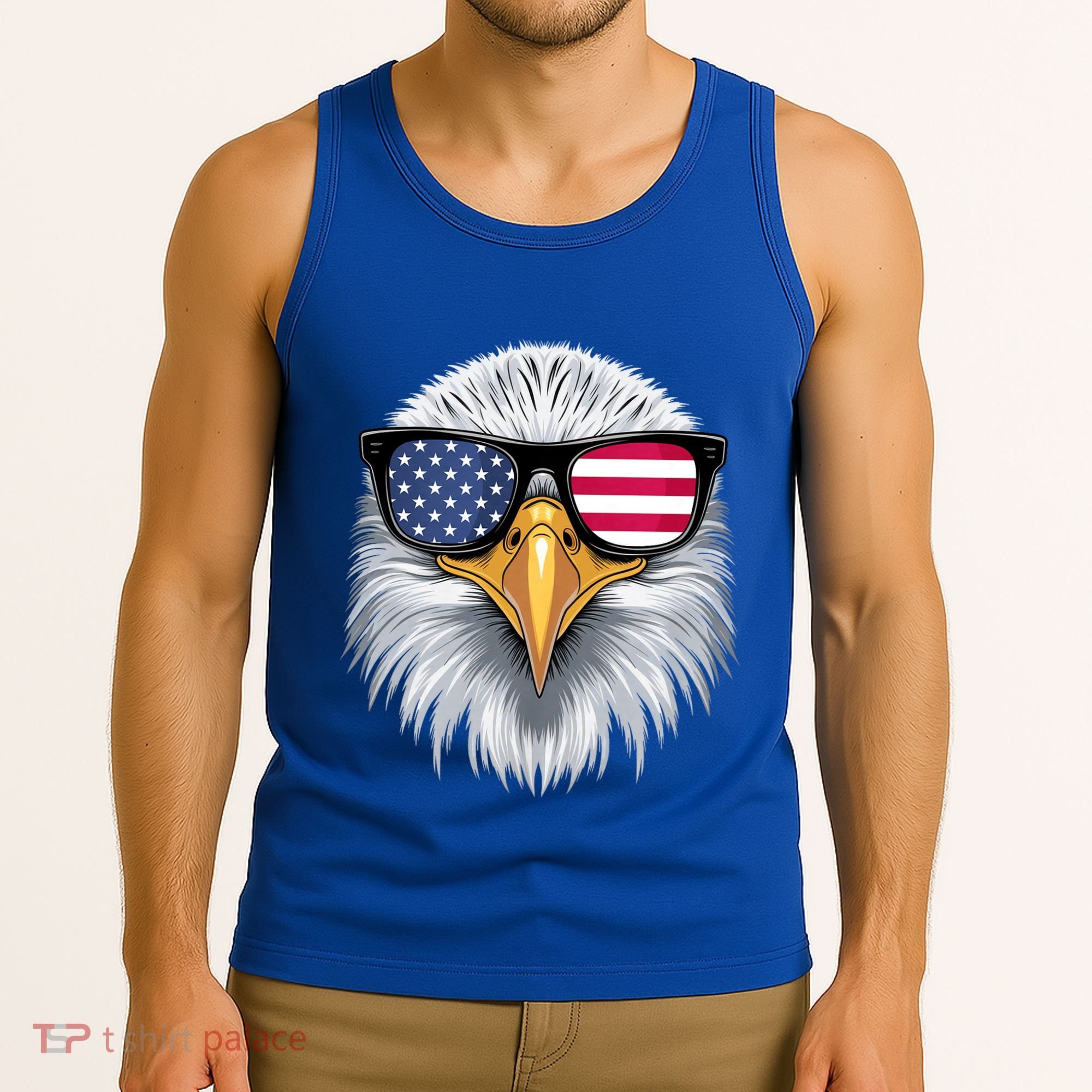 Usa Patriotic American Flag Bald Eagle Sunglasses July 4th Tank Top
