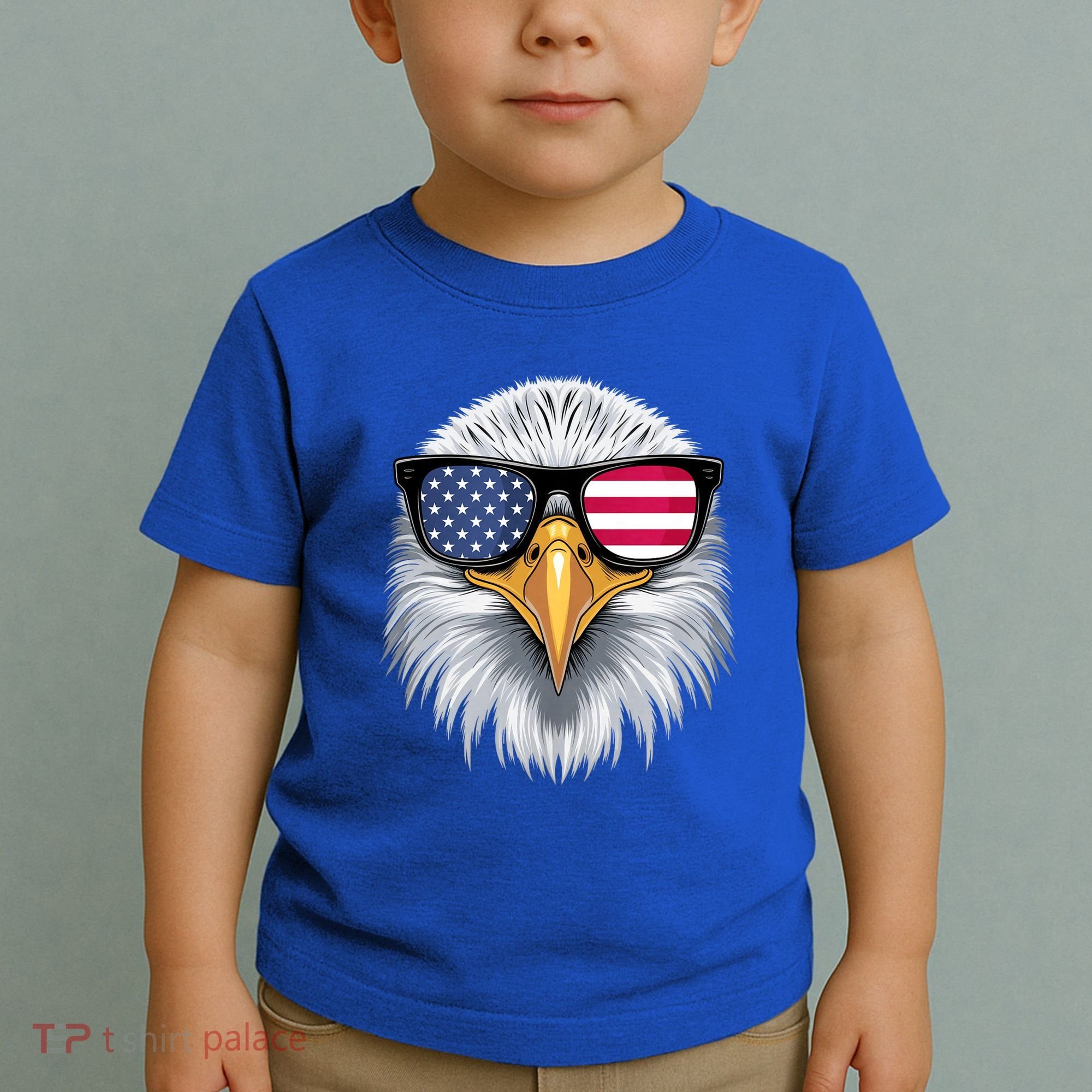 Usa Patriotic American Flag Bald Eagle Sunglasses July 4th Toddler T-Shirt