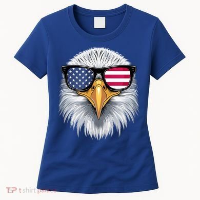 Usa Patriotic American Flag Bald Eagle Sunglasses July 4th Women's T-Shirt