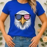 Usa Patriotic American Flag Bald Eagle Sunglasses July 4th Women's T-Shirt thumb 2
