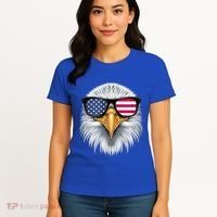 Usa Patriotic American Flag Bald Eagle Sunglasses July 4th Women's T-Shirt thumb 4