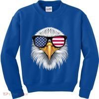 Usa Patriotic American Flag Bald Eagle Sunglasses July 4th Kids Sweatshirt thumb 0