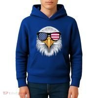 Usa Patriotic American Flag Bald Eagle Sunglasses July 4th Kids Hoodie thumb 4