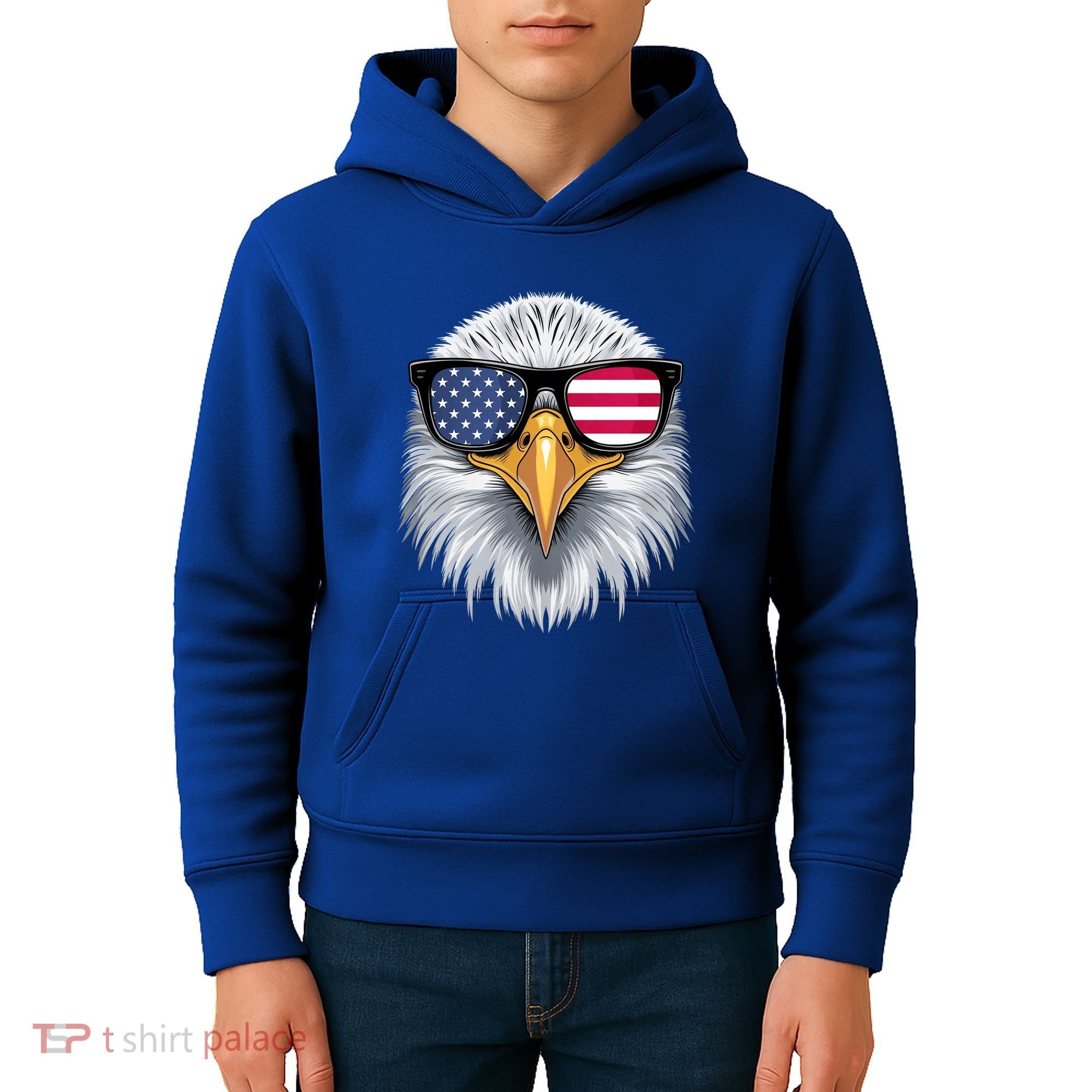 Usa Patriotic American Flag Bald Eagle Sunglasses July 4th Kids Hoodie