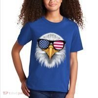 Usa Patriotic American Flag Bald Eagle Sunglasses July 4th Kids T-Shirt thumb 2