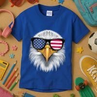 Usa Patriotic American Flag Bald Eagle Sunglasses July 4th Kids T-Shirt thumb 3