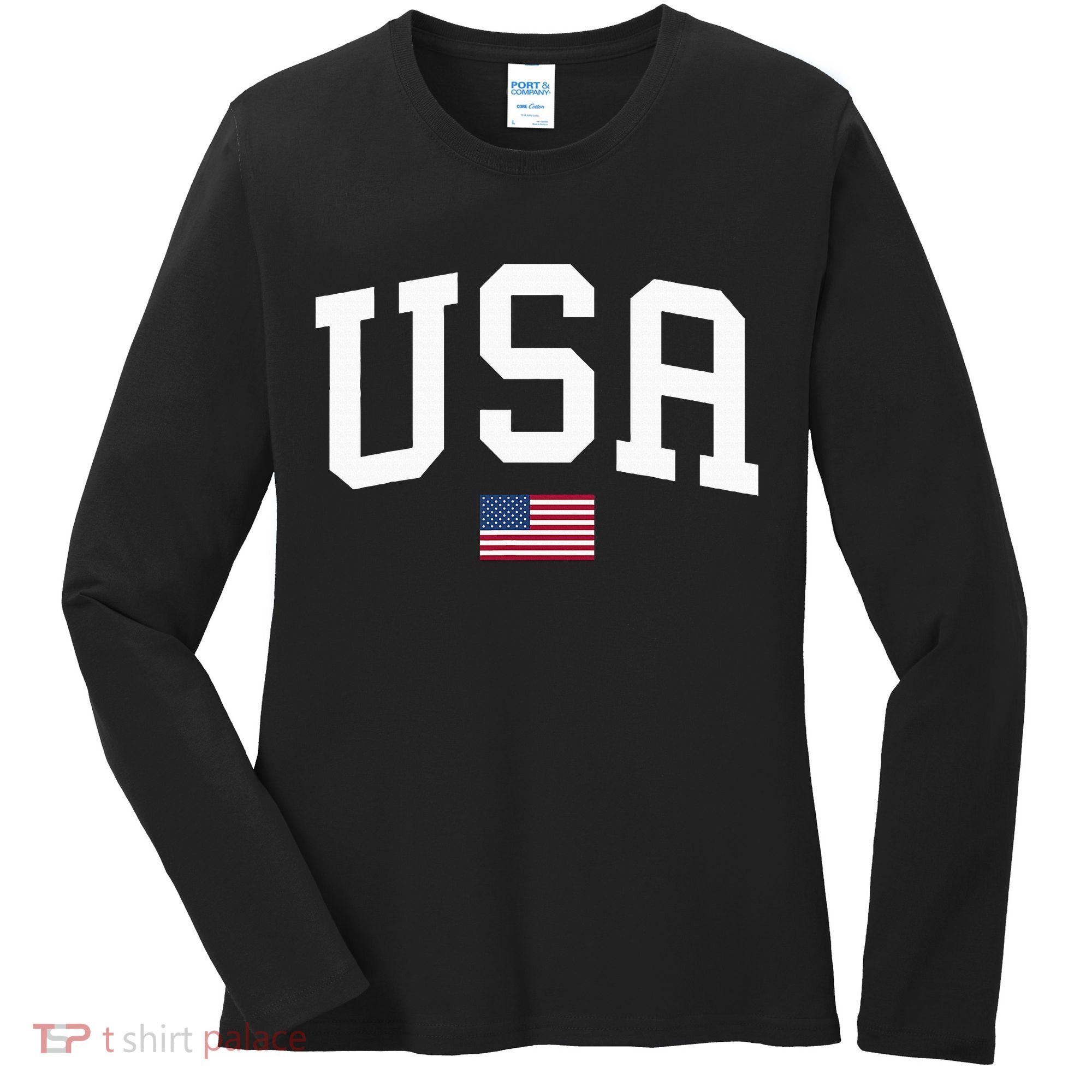 Usa Patriotic American Flag July 4th Women's Long Sleeve Shirt