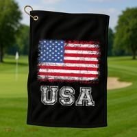 Usa Patriotic American Flag Golf Towel thumb 1