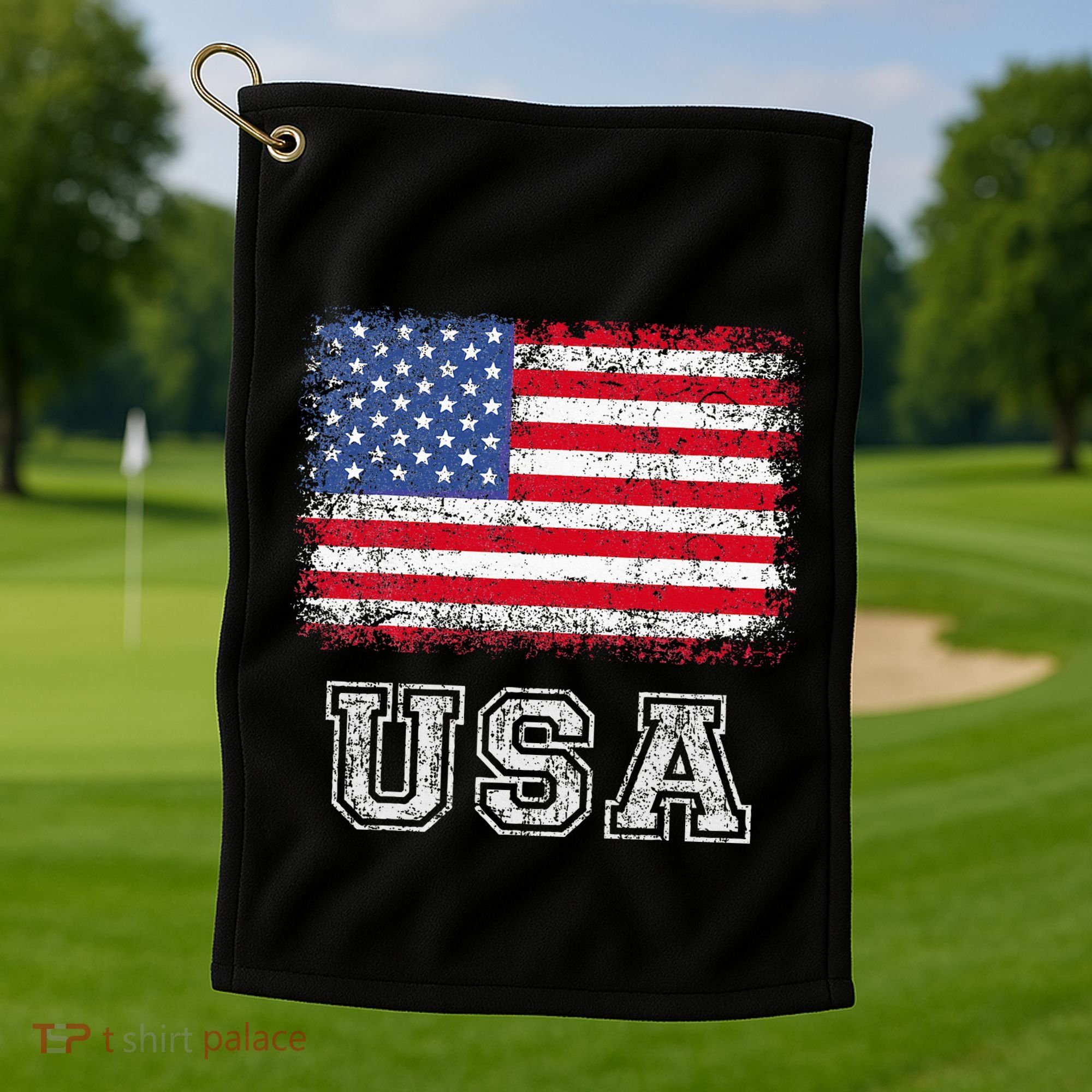 Usa Patriotic American Flag Golf Towel