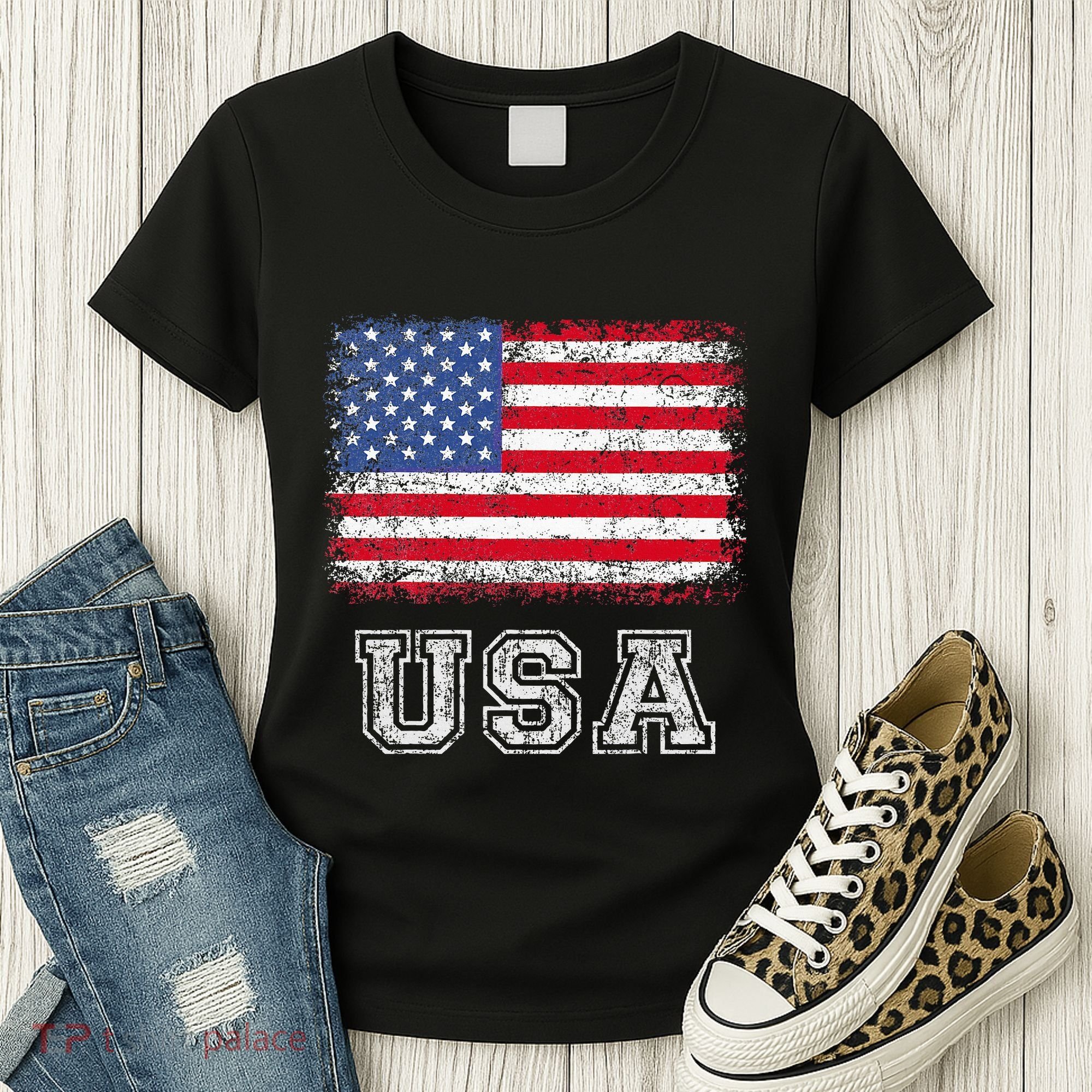 Usa Patriotic American Flag Women's T-Shirt
