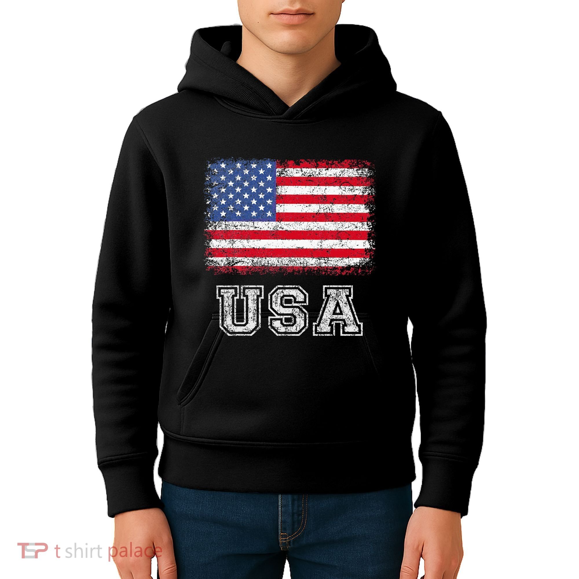 Usa Patriotic American Flag Kids Hoodie