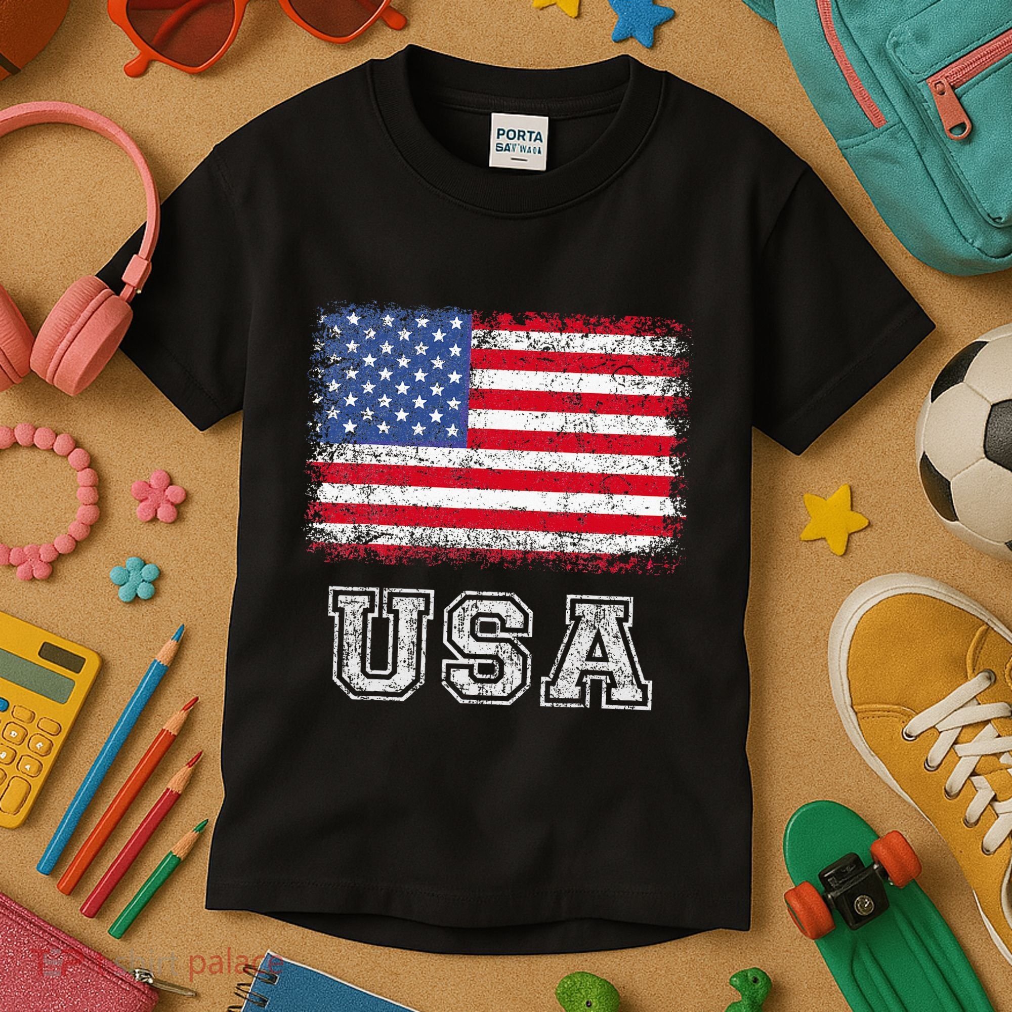 Usa Patriotic American Flag Kids T-Shirt