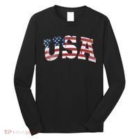 USA  Patriotic American Flag Distressed Long Sleeve Shirt thumb 0