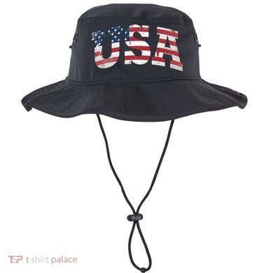 USA  Patriotic American Flag Distressed Bucket Hat